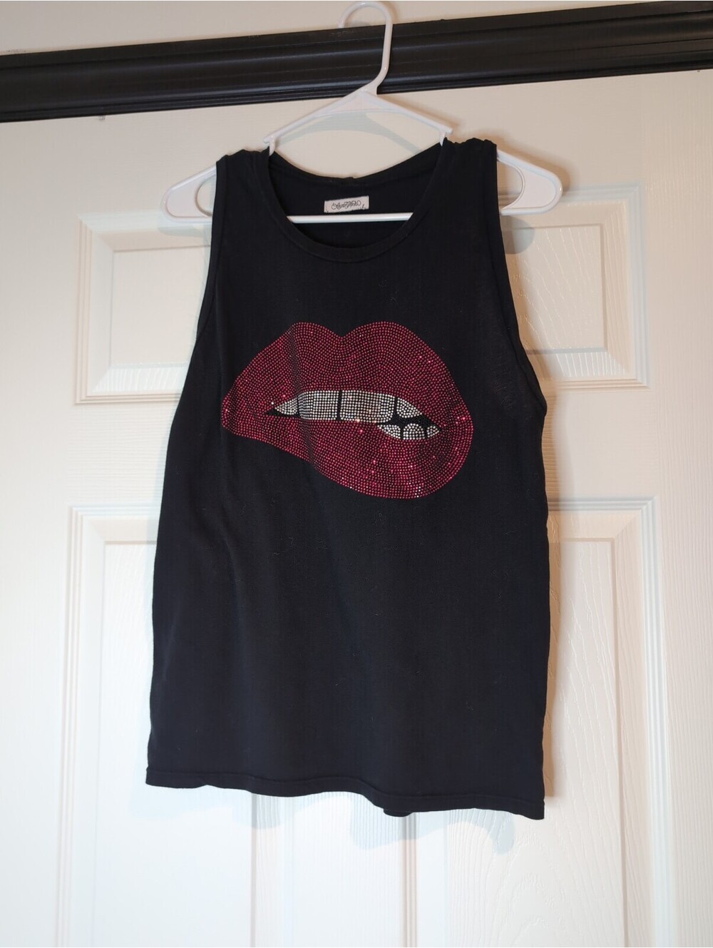 Large Lauren Moshi rhinestone lips tank top